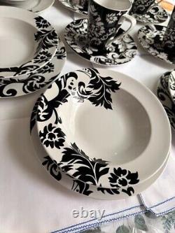 16 pieces set dinnerware BLACK & WHITE DAMASK by HOME, VINTAGE SERVING FOR 4