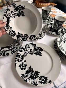 16 pieces set dinnerware BLACK & WHITE DAMASK by HOME, VINTAGE SERVING FOR 4