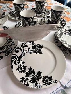 16 pieces set dinnerware BLACK & WHITE DAMASK by HOME, VINTAGE SERVING FOR 4