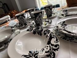 16 pieces set dinnerware BLACK & WHITE DAMASK by HOME, VINTAGE SERVING FOR 4