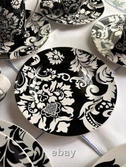 16 pieces set dinnerware BLACK & WHITE DAMASK by HOME, VINTAGE SERVING FOR 4