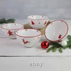 16pc Christmas Tree Dinnerware Set Kitchen Plate Dish Gingerbread Man Reindeer