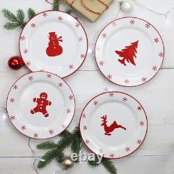 16pc Christmas Tree Dinnerware Set Kitchen Plate Dish Gingerbread Man Reindeer