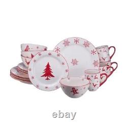 16pc Christmas Tree Dinnerware Set Kitchen Plate Dish Gingerbread Man Reindeer