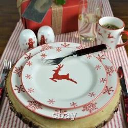 16pc Christmas Tree Dinnerware Set Kitchen Plate Dish Gingerbread Man Reindeer