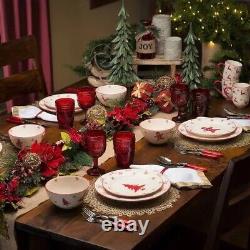 16pc Christmas Tree Dinnerware Set Kitchen Plate Dish Gingerbread Man Reindeer