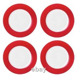 16pc Red White Dinnerware Set Polka Dot Kitchen Dinner Plate Dish Modern Stripe