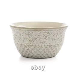 16pc Stoneware Floral Dove Dinnerware Set White Elama Rounded Square Dishware