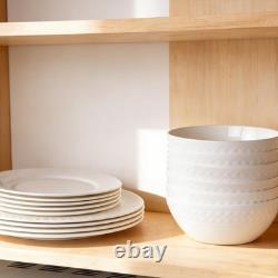 18-Piece Bone China Dinnerware Set for 6, White Porcelain Plates and Bowls with