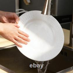 18-Piece Bone China Dinnerware Set for 6, White Porcelain Plates and Bowls with
