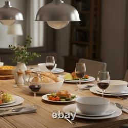 18-Piece Bone China Dinnerware Set for 6, White Porcelain Plates and Bowls with