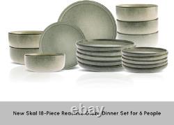 18-Piece Dinnerware Sets for 6 People, Modern Design, Stoneware Dinner Set, Kit