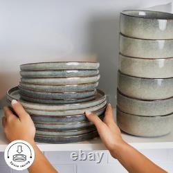 18-Piece Dinnerware Sets for 6 People, Modern Design, Stoneware Dinner Set, Kit