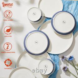 18-Piece Hand Painted Porcelain Dinnerware Set for 6, Blue