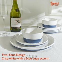 18-Piece Hand Painted Porcelain Dinnerware Set for 6, Blue