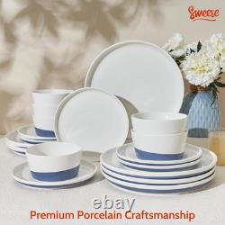 18-Piece Hand Painted Porcelain Dinnerware Set for 6, Blue