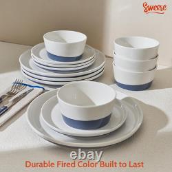 18-Piece Hand Painted Porcelain Dinnerware Set for 6, Blue