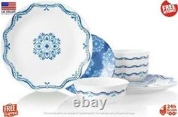 18-Piece Plates Bowls Dinner Set Dinnerware Tableware Round Glass Lisbon Terrace