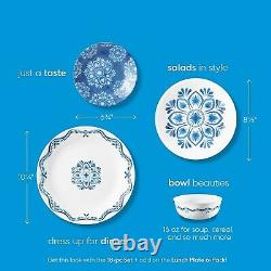 18-Piece Plates Bowls Dinner Set Dinnerware Tableware Round Glass Lisbon Terrace