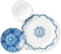 18-Piece Plates Bowls Dinner Set Dinnerware Tableware Round Glass Lisbon Terrace