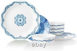 18-Piece Plates Bowls Dinner Set Dinnerware Tableware Round Glass Lisbon Terrace