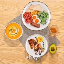 18 Piece Stoneware Dinnerware Sets for 6, Plates and 6 Set (18pcs) Pearl White