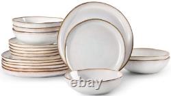 18 Piece Stoneware Dinnerware Sets for 6, Plates and Bowls Dinner Dish Set, I