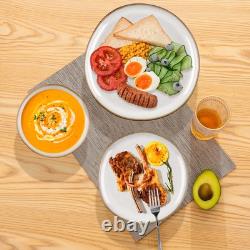 18 Piece Stoneware Dinnerware Sets for 6, Plates and Bowls Dinner Dish Set, I