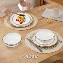18 Piece Stoneware Dinnerware Sets for 6, Plates and Bowls Dinner Dish Set, I