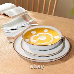 18 Piece Stoneware Dinnerware Sets for 6, Plates and Bowls Dinner Dish Set, I