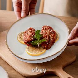 18 Piece Stoneware Dinnerware Sets for 6, Plates and Bowls Dinner Dish Set, I