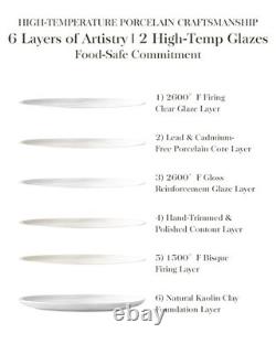 18-Piece White Porcelain Dinnerware Set for 6, Elegant Tableware, Dishwasher Saf