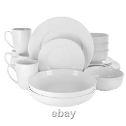 18-Piece White Porcelain Dinnerware Set with Plates Bowls Mugs Service for 4