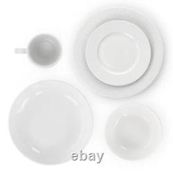 18-Piece White Porcelain Dinnerware Set with Plates Bowls Mugs Service for 4