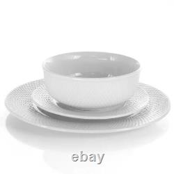 18-Piece White Porcelain Dinnerware Set with Plates Bowls Mugs Service for 4