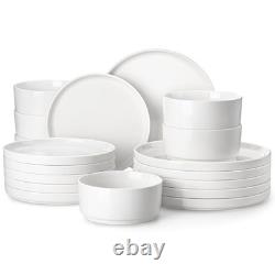 18 Pieces Porcelain Dinnerware Set, Modern White Dish Set for 6, Premium