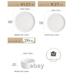 18 Pieces Porcelain Dinnerware Set, Modern White Dish Set for 6, Premium