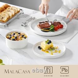 18 Pieces Porcelain Dinnerware Set, Modern White Dish Set for 6, Premium