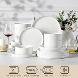 18 Pieces Porcelain Dinnerware Set, Modern White Dish Set for 6, Premium