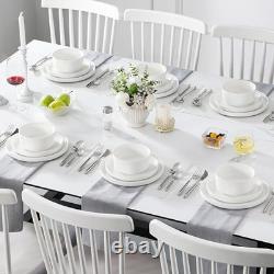 18 Pieces Porcelain Dinnerware Set, Modern White Dish Set for 6, Premium