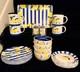 19 Pc Hobby Lobby Blue/white Striped Lemondish Setservice For 4platternew