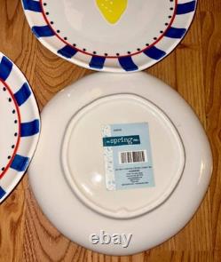 19 Pc Hobby Lobby Blue/white Striped Lemondish Setservice For 4platternew