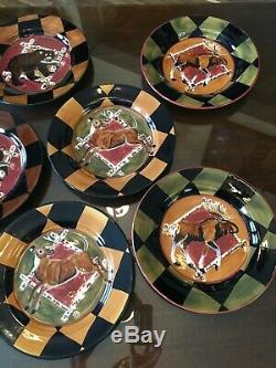 19 Pcs Zrike Outpost Dishes Suzan Riggsbee White Rare Moose Platter Cabin Lodge