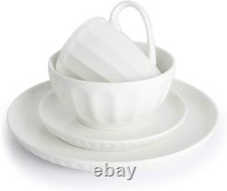 197.001 Porcelain Fluted Dinnerware Set, 24-Piece, Service for 6, White