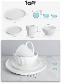 197.001 Porcelain Fluted Dinnerware Set, 24-Piece, Service for 6, White