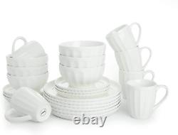 197.001 Porcelain Fluted Dinnerware Set, 24-Piece, Service for 6, White