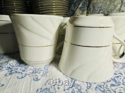 1990s Vintage Gibson White And Gold China DinnerWare Set 60 -piece