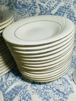 1990s Vintage Gibson White And Gold China DinnerWare Set 60 -piece