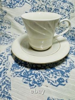 1990s Vintage Gibson White And Gold China DinnerWare Set 60 -piece