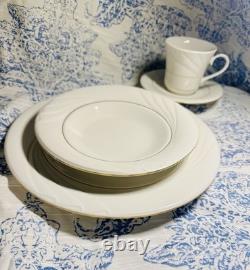 1990s Vintage Gibson White And Gold China DinnerWare Set 60 -piece